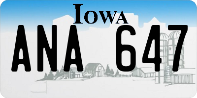 IA license plate ANA647