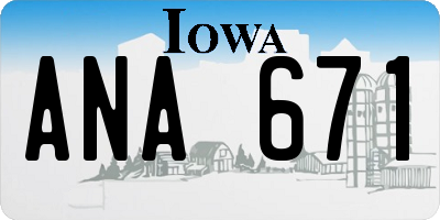 IA license plate ANA671