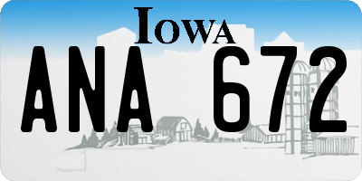IA license plate ANA672