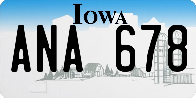 IA license plate ANA678