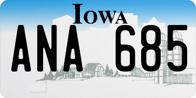 IA license plate ANA685