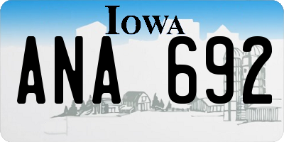IA license plate ANA692