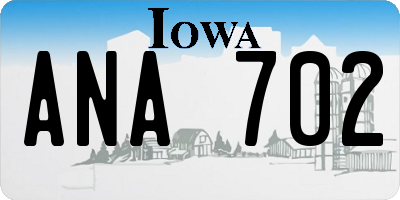 IA license plate ANA702