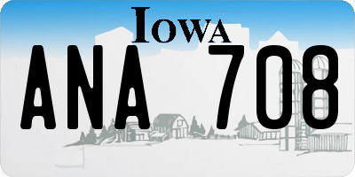 IA license plate ANA708