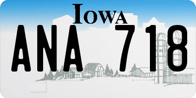 IA license plate ANA718