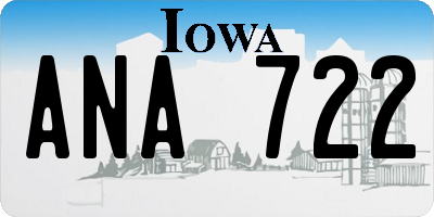 IA license plate ANA722