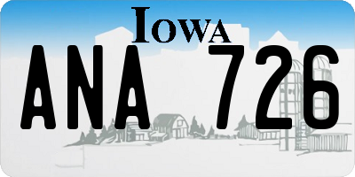 IA license plate ANA726