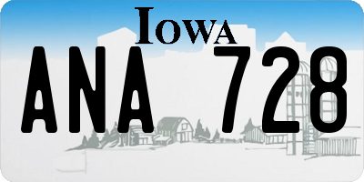 IA license plate ANA728