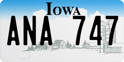 IA license plate ANA747