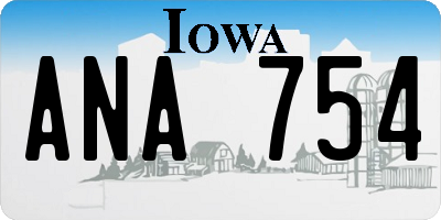 IA license plate ANA754