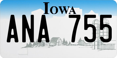 IA license plate ANA755