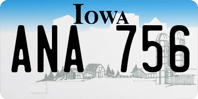 IA license plate ANA756