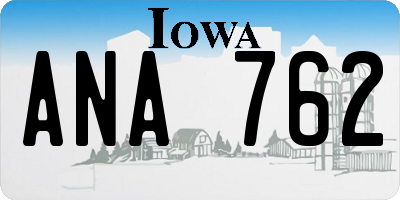IA license plate ANA762
