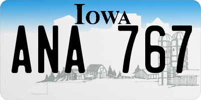 IA license plate ANA767