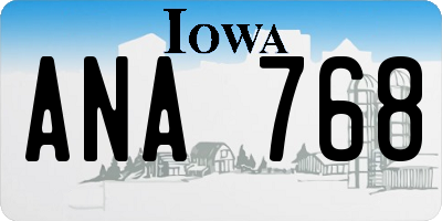 IA license plate ANA768