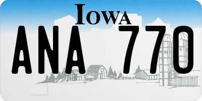 IA license plate ANA770