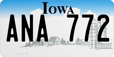 IA license plate ANA772
