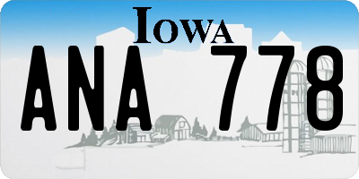 IA license plate ANA778