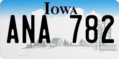 IA license plate ANA782