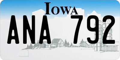 IA license plate ANA792