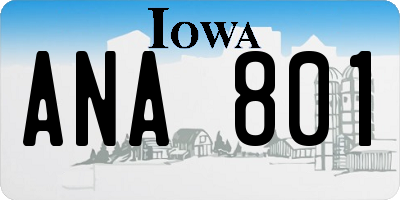 IA license plate ANA801