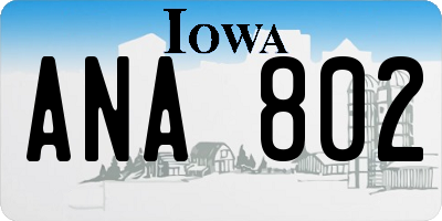 IA license plate ANA802