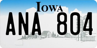 IA license plate ANA804