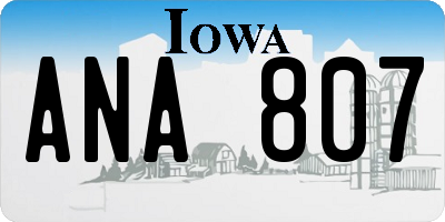 IA license plate ANA807