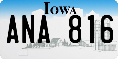 IA license plate ANA816