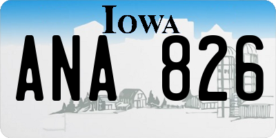 IA license plate ANA826