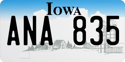 IA license plate ANA835