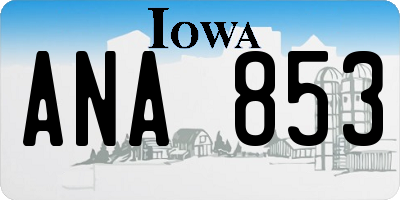 IA license plate ANA853