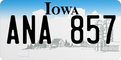 IA license plate ANA857