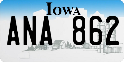 IA license plate ANA862