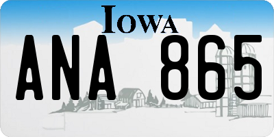 IA license plate ANA865