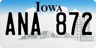 IA license plate ANA872