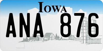 IA license plate ANA876
