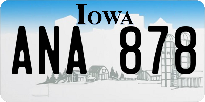 IA license plate ANA878