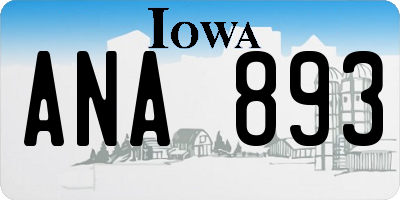 IA license plate ANA893