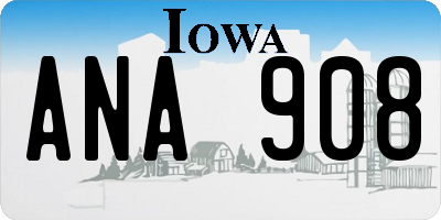 IA license plate ANA908