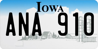IA license plate ANA910