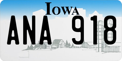 IA license plate ANA918
