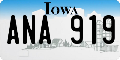 IA license plate ANA919