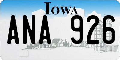 IA license plate ANA926