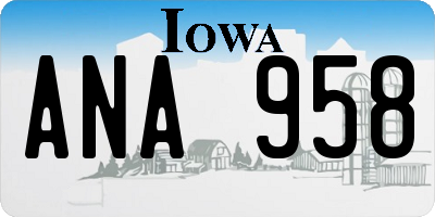IA license plate ANA958