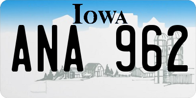 IA license plate ANA962
