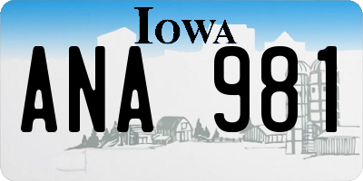 IA license plate ANA981