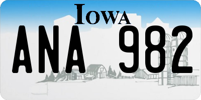 IA license plate ANA982