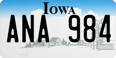 IA license plate ANA984