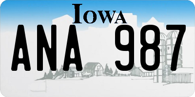 IA license plate ANA987